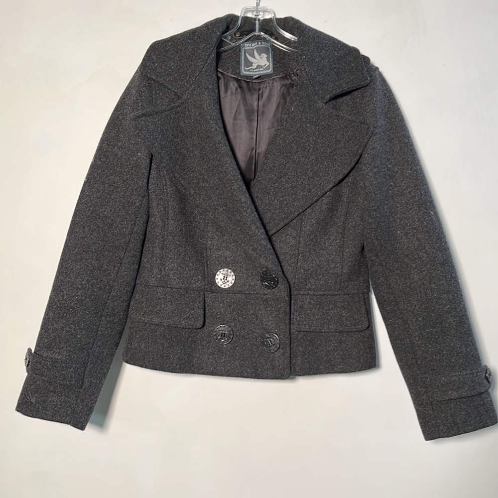 I. SPIEWAK & SONS Academia Fitted Short Wool Pea Coat SZ M